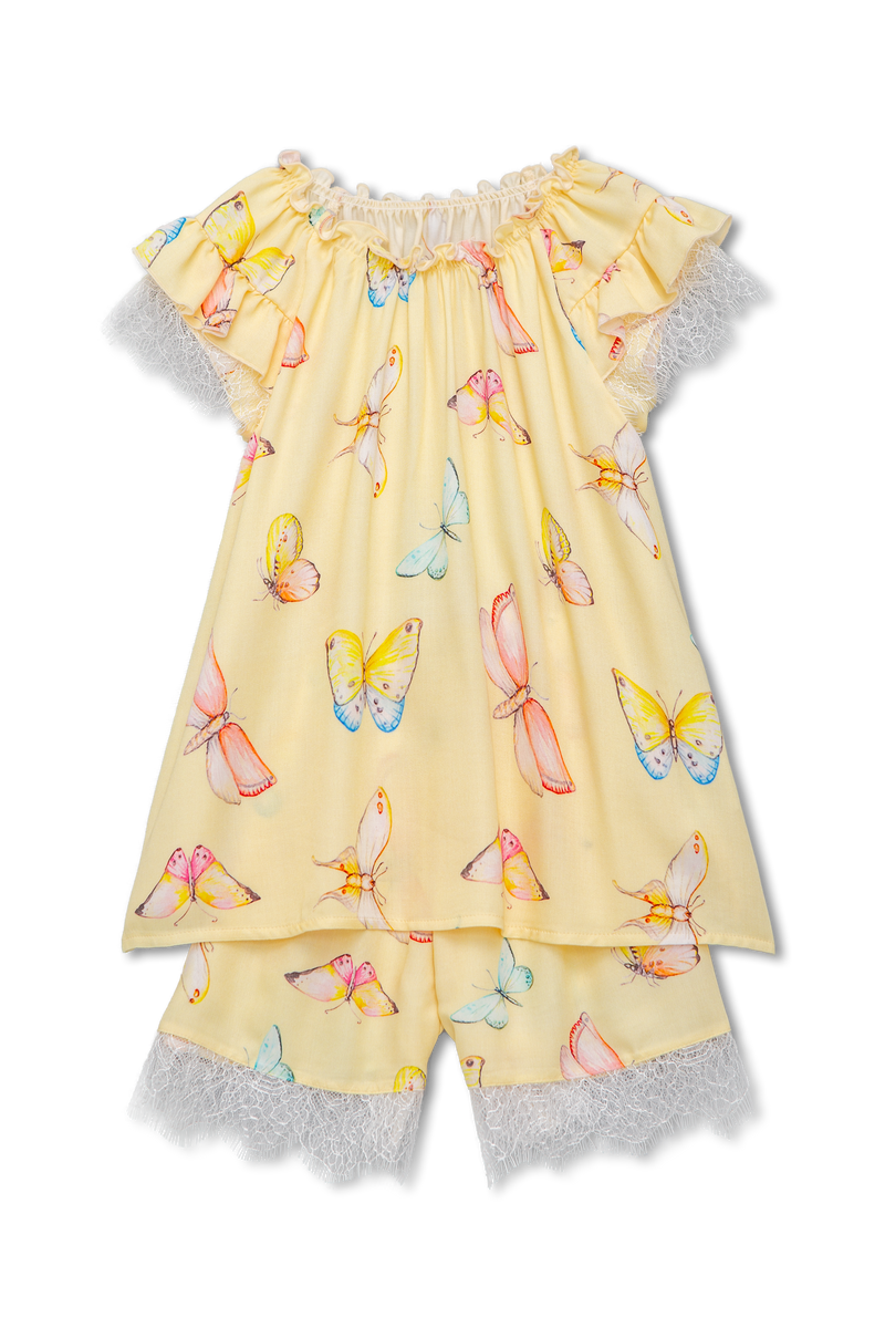 ADELIA - GIRLS’ PYJAMA SET YELLOW BUTTERFLIES