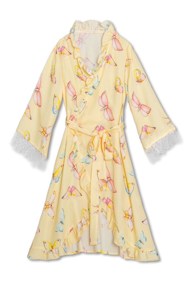 SOFIA - GIRLS’ DRESSING GOWN YELLOW BUTTERFLIES