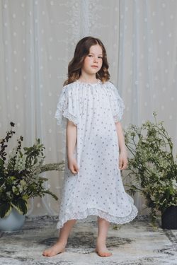 OLIVIA - GIRLS VISCOSE NIGHTDRESS LILAC PRINT