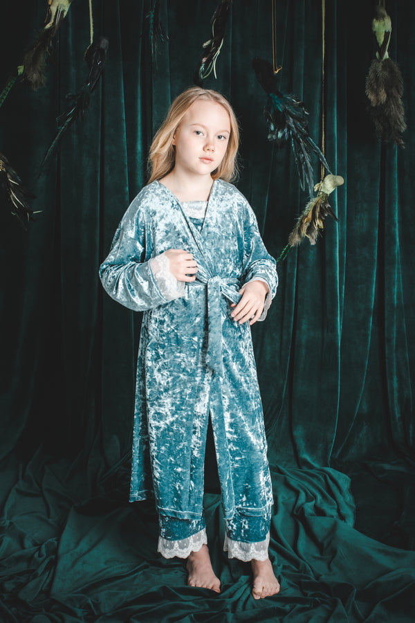 SELENA - GIRLS' DRESSING GOWN IN AQUAMARINE