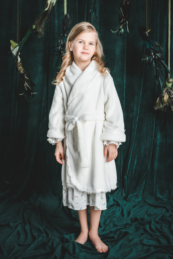 KAYLA - GIRLS DRESSING GOWN IN WHITE