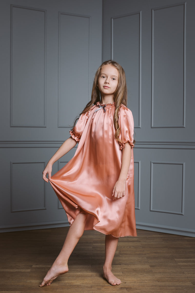 Antonia girls' silk nightdress - comfortable & skin friendly - antique style